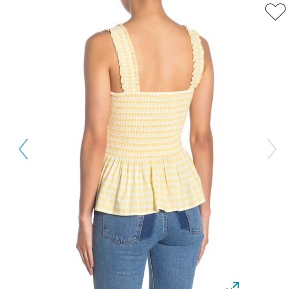 Elodie Smocked Peplum Tank Top in yellow gingham
